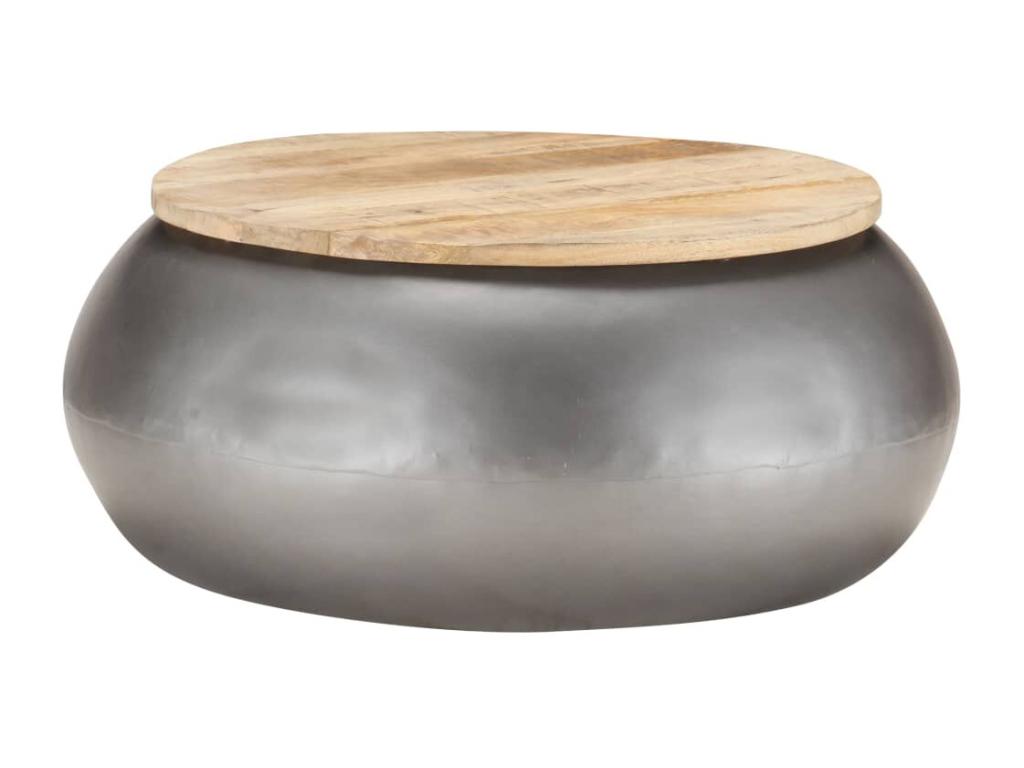 Grey coffee table 68x68x30 cm Solid mango wood PENJ05173