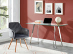 Chair with armrests in velvet and wood-effect metal - Grey - Dormeva VKMD16411