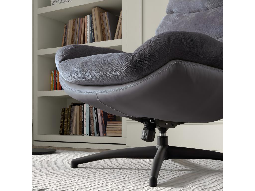 Lysvia - Swivel Armchair with Two-Tone Footrest, Dark Grey IKZA56566