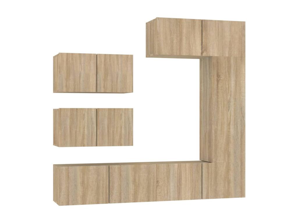 Dormeva 6-Piece TV Furniture Set, Oak Finish, Engineered Wood YBXQ38978