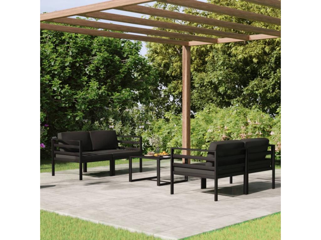 5-piece garden furniture set with cushions, aluminum, anthracite, UYTQ10385