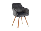 Chair with armrests in velvet and wood-effect metal - Grey - Dormeva VKMD16411
