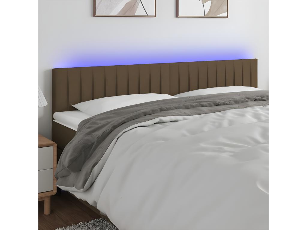 LED Headboard, Dark Brown, 200x5x78/88 cm, Fabric PSBA55873
