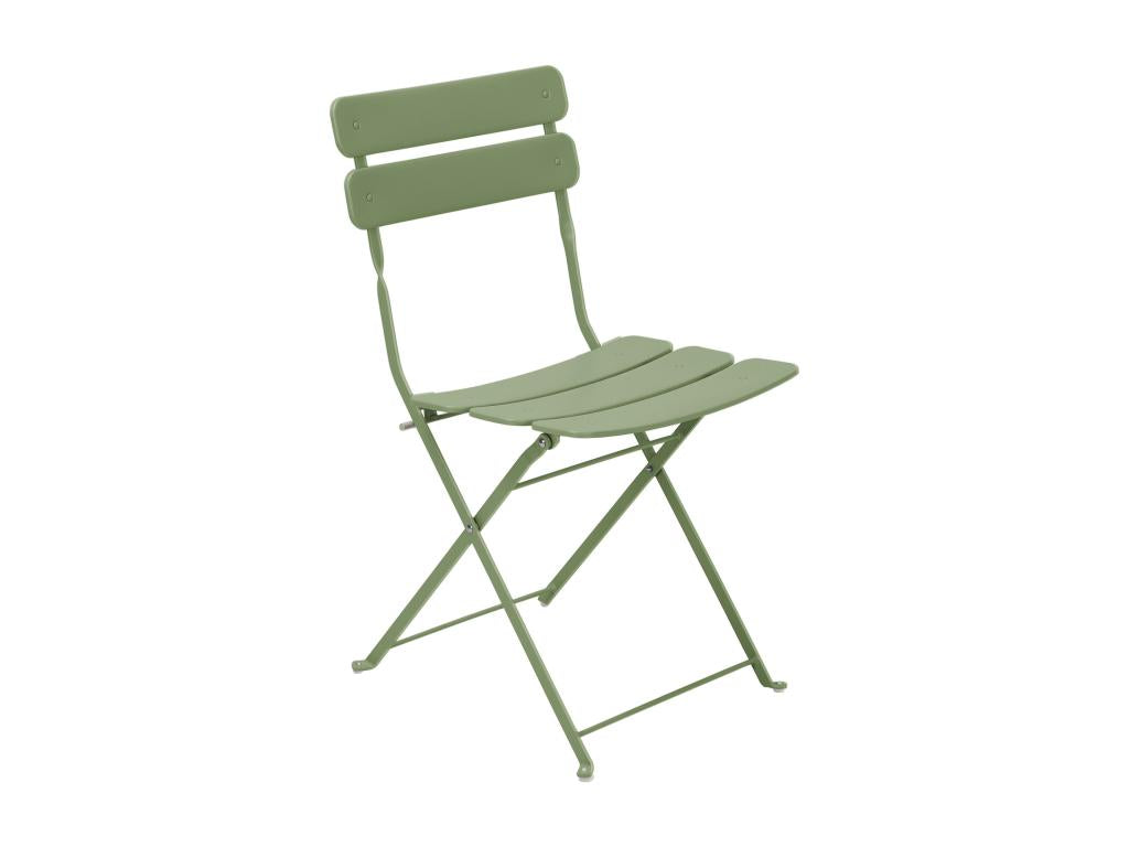 Round folding patio table and 2 folding chairs, lime green FPPY30618