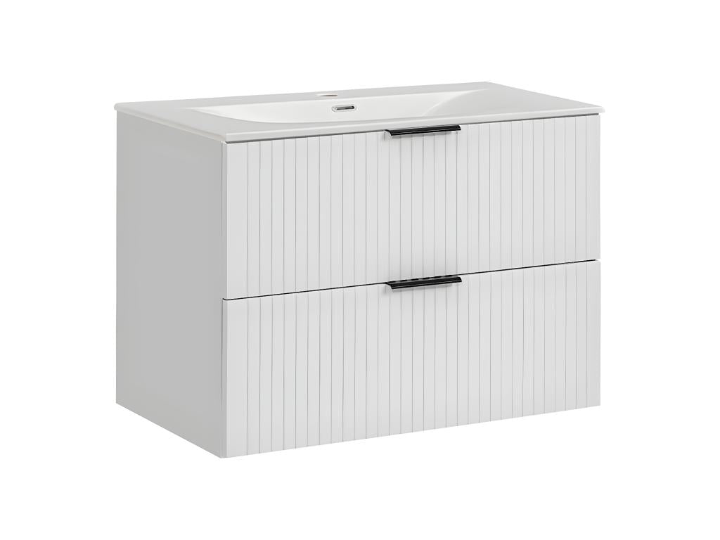 Dormeva White ETXS98015 Single Vanity Unit with Built-in Sink (80cm) and Tall Cabinet