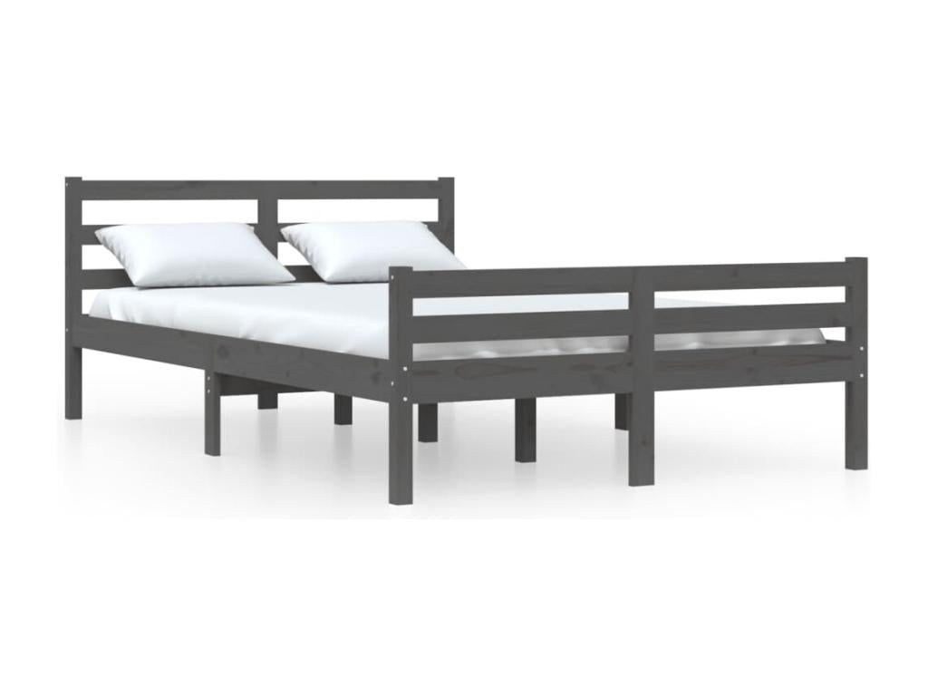 Grey Solid Wood Bed Frame 150x200 cm Extra Large LKTG84306
