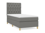 Upholstered bed base with mattress, dark grey, 80x200 cm, fabric KSKN03231