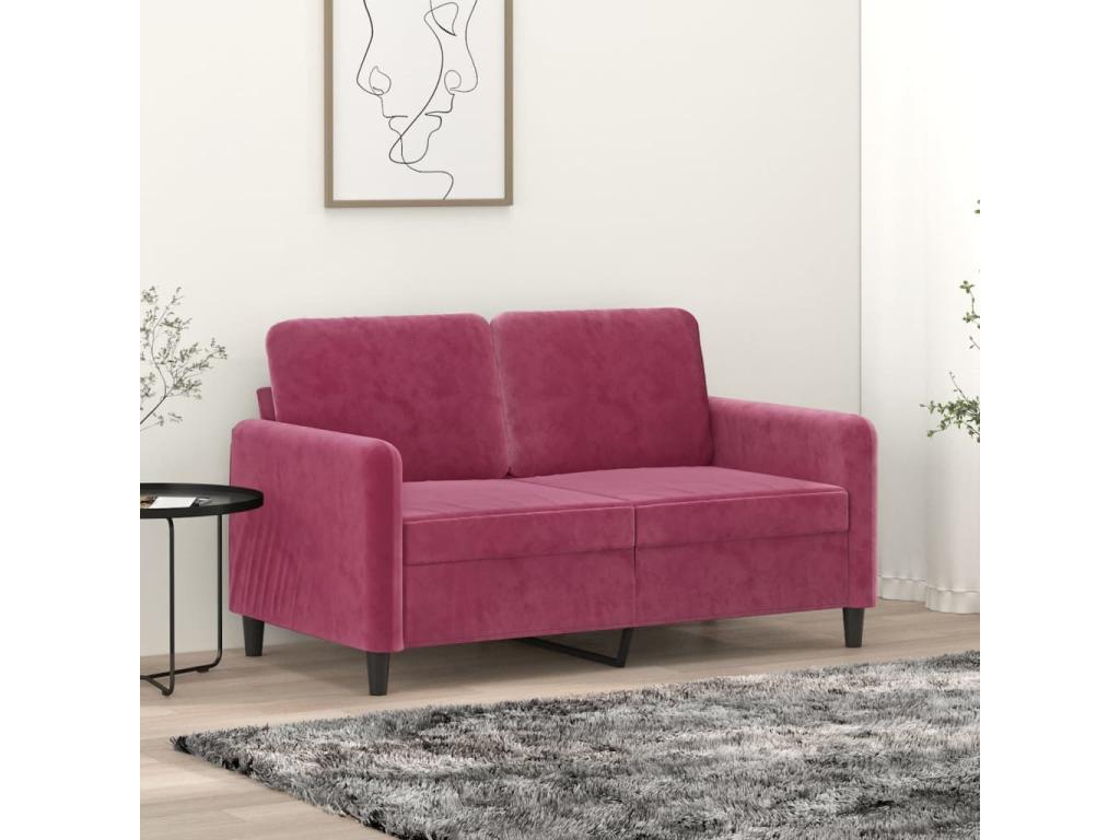 2-seater sofa, burgundy red, 120 cm, velvet, KQNQ30757