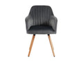 Chair with armrests in velvet and wood-effect metal - Grey - Dormeva VKMD16411