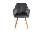 Chair with armrests in velvet and wood-effect metal - Grey - Dormeva VKMD16411