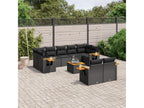 10-piece garden furniture set with cushions, black woven resin NJBK91226
