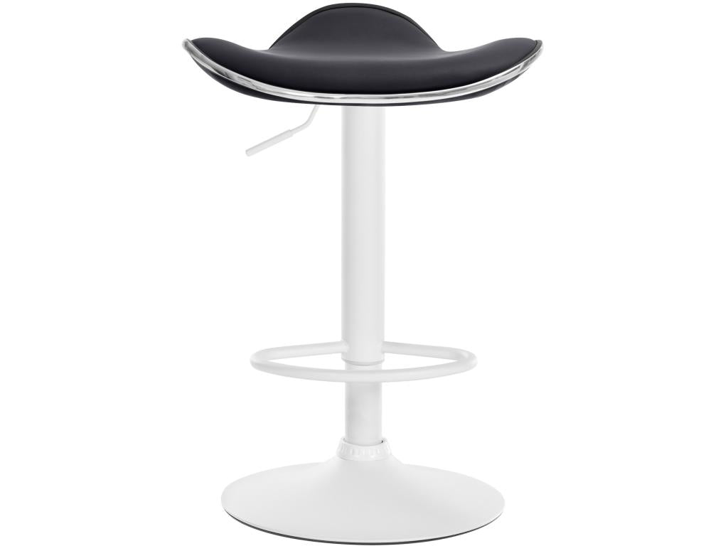 Bar stool - Faux leather / Matte white metal - Black - Shanghai OALS58920