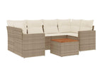 7-piece garden furniture set with cushions, beige woven resin DFVV38797