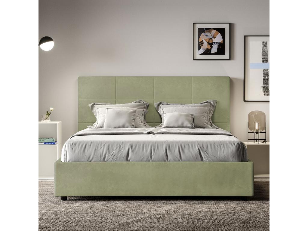 Bed with upholstered slatted base 160x200 microfiber green Dormeva QSFU28236