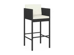 7-piece garden bar set with cushions, black poly rattan QFRB56066