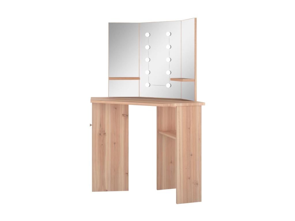 Corner dressing table with LED, Oak, 111x54x141.5 cm AMWA40840