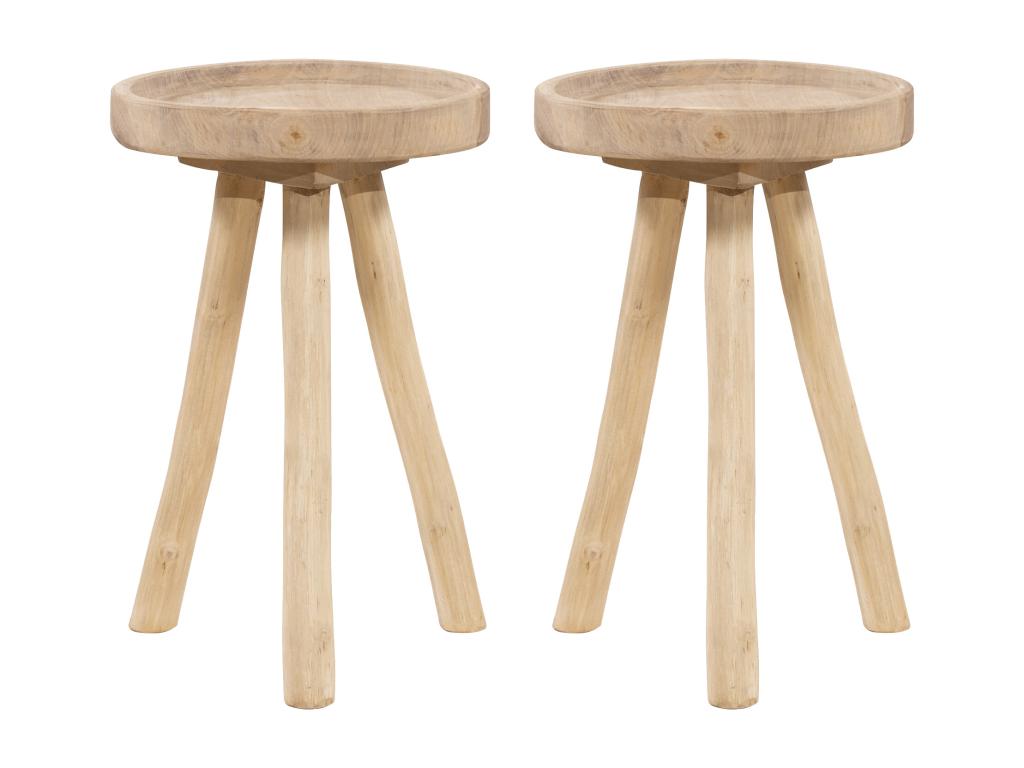Set of 2 teak garden side tables, 30 cm diameter - Light natural finish - Dormeva JJKI68000