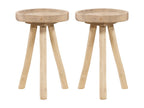 Set of 2 teak garden side tables, 30 cm diameter - Light natural finish - Dormeva JJKI68000