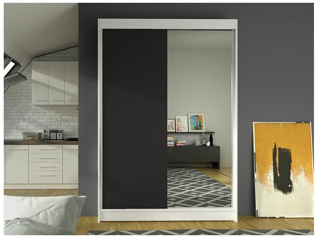 Dormeva 147 Black - White Wardrobe 200x120x58cm Sliding Wardrobe Doors QNMJ81968