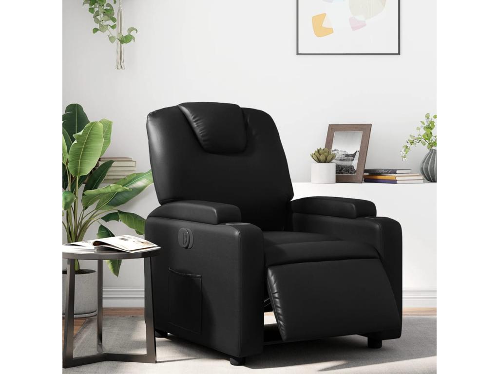 Electric Recliner Chair, Black Faux Leather GJEM99826
