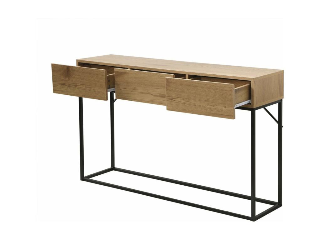 3-Drawer Console Table, Oak Finish, 120cm Wide, RNSL26218