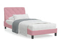Bed frame with headboard, pink, 90x200 cm, velvet, JWAS95810
