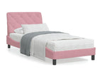 Bed frame with headboard, pink, 90x200 cm, velvet, JWAS95810
