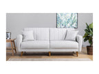 Dormeva 3-seater sofa bed in cream linen fabric with natural wood legs, 210cm UWXC79351
