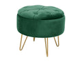 Dormeva Storage Ottoman with Quilted Lid, Velvet, Bottle Green, Height 33 cm, IJKE16636