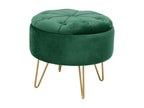 Dormeva Storage Ottoman with Quilted Lid, Velvet, Bottle Green, Height 33 cm, IJKE16636