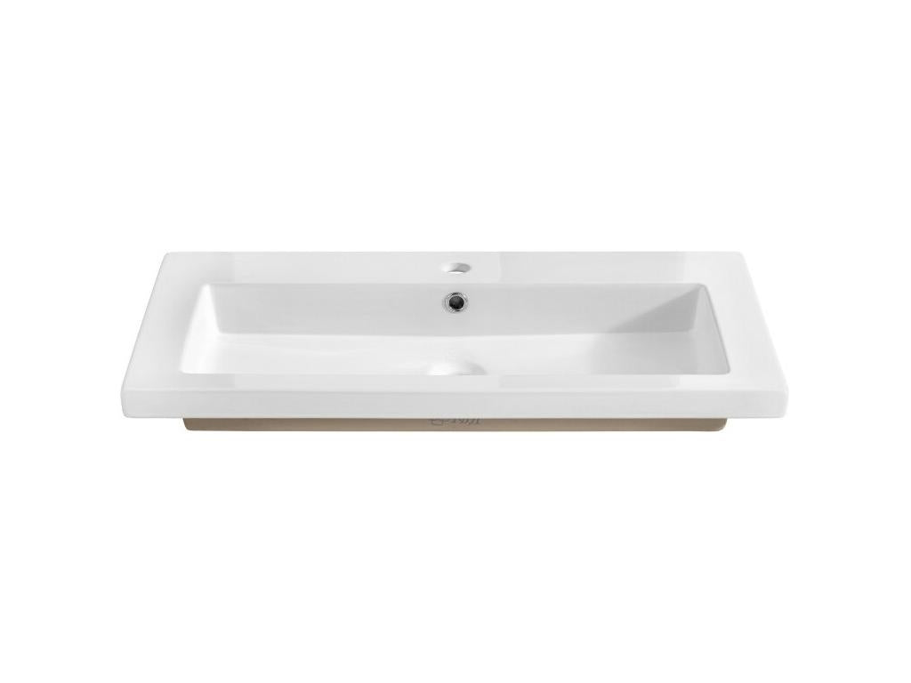 Inset ceramic washbasin - W 101 x D 46 x H 14 cm - White XPKS45067