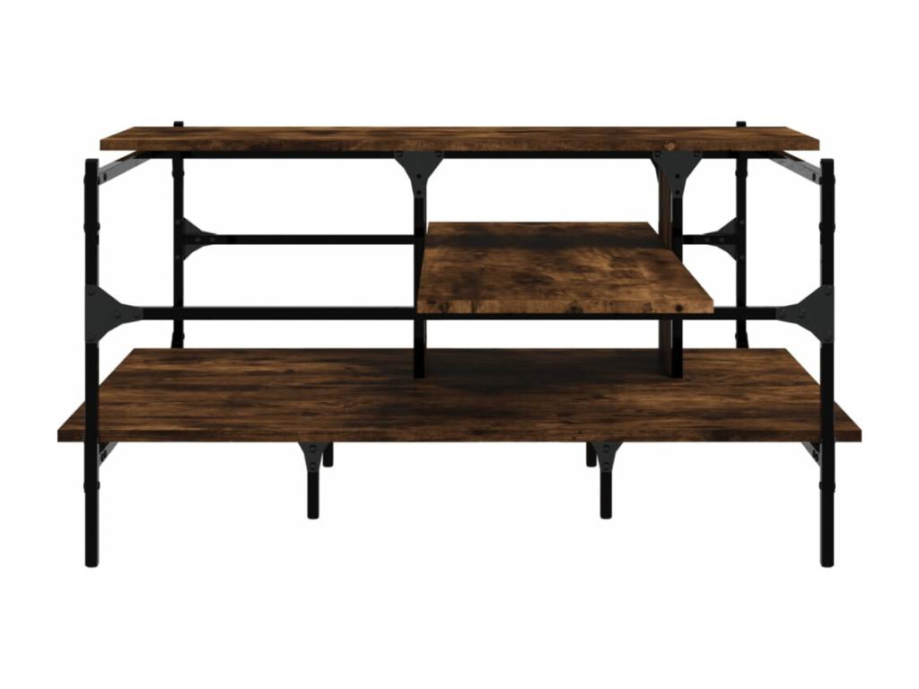 Smoked oak coffee table 100x100x48.5 cm engineered wood OOCZ25354