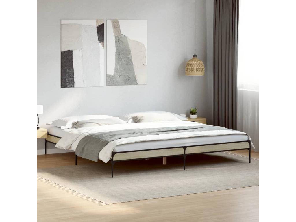 Dormeva oak bed frame 200x200 cm engineered wood and metal PULQ37259
