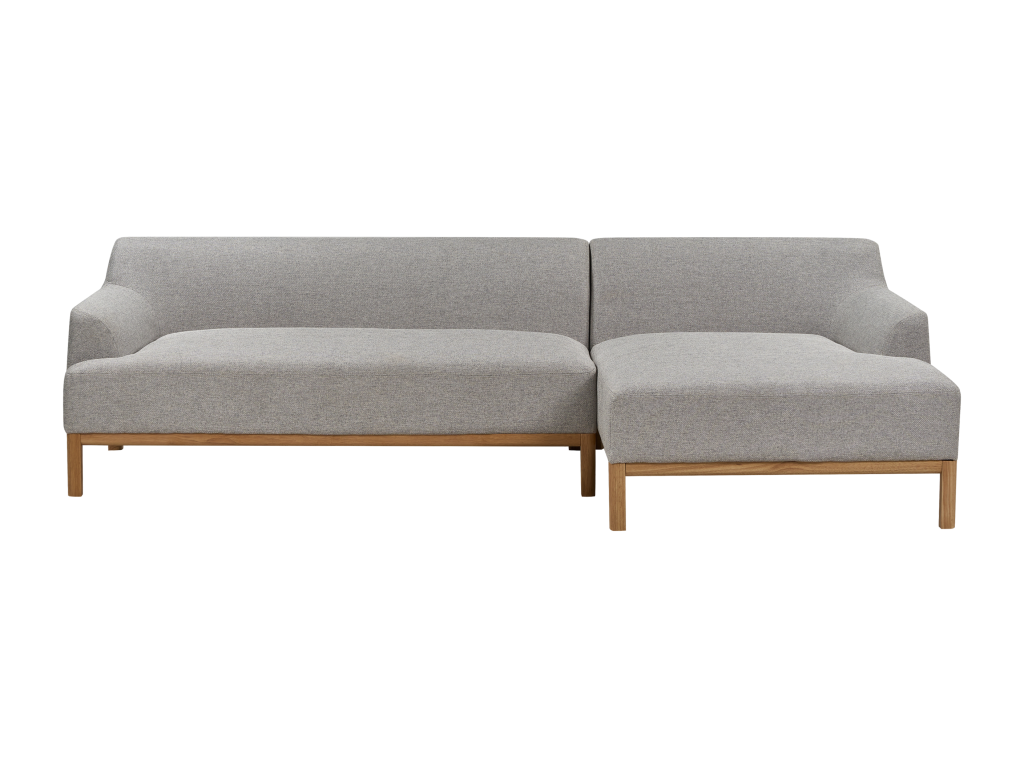 Right-hand corner sofa with wooden legs, corner living room furniture in grey polyester fabric, Dormeva MIZI42272