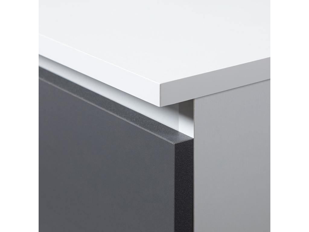 Dormeva Left-Handed A6 White Computer Desk 90cm with 3 Drawers, Graphite Grey Front, and 1 Shelf 90x50x77cm MMAR70592
