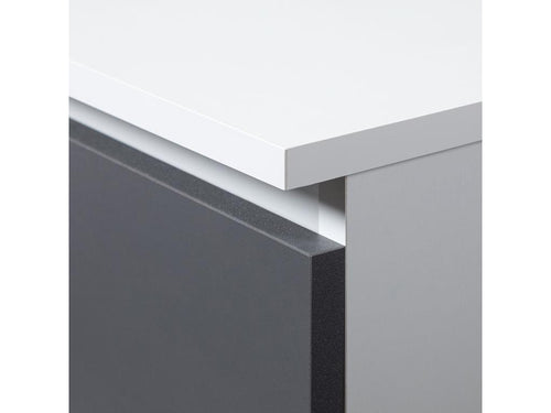 Dormeva Left-Handed A6 White Computer Desk 90cm with 3 Drawers, Graphite Grey Front, and 1 Shelf 90x50x77cm MMAR70592