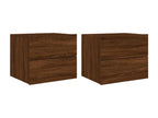 Wall-mounted bedside tables with LED lights, 2 pcs, brown oak, IEVC51364