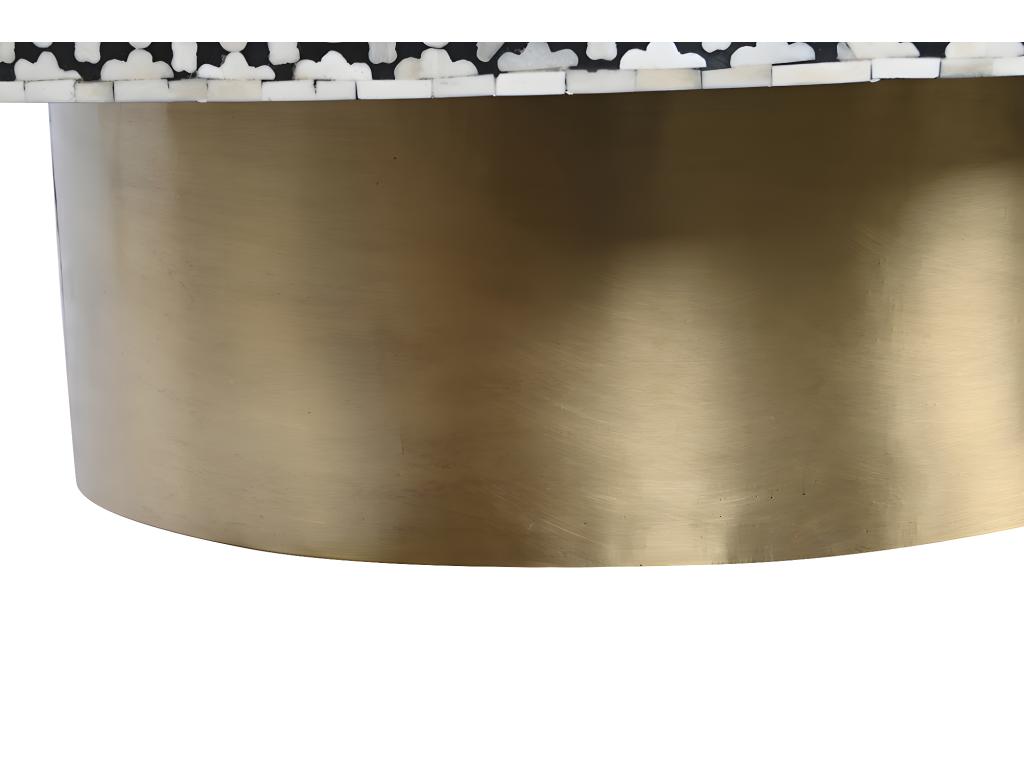 Coffee table/living room table in black, gold, and white metal - diameter 100 x height 40 cm GHHE12350