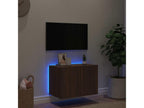 Wall-mounted TV unit with Zensova LED lighting, brown oak finish, 60x35x41 cm QDWW94084