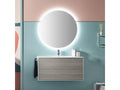 Dormeva 2-drawer bathroom vanity unit in white and grey lacquer and illuminated mirror, 100cm wide, 2 FBSD32239