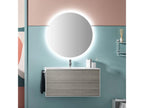 Dormeva 2-drawer bathroom vanity unit in white and grey lacquer and illuminated mirror, 100cm wide, 2 FBSD32239