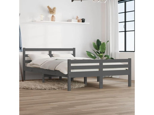 Grey Solid Wood Bed Frame 150x200 cm Extra Large LKTG84306