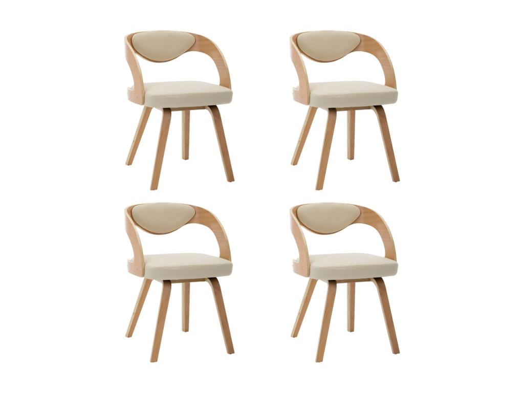 Set of 4 cream bentwood and faux leather dining chairs LNXW74260