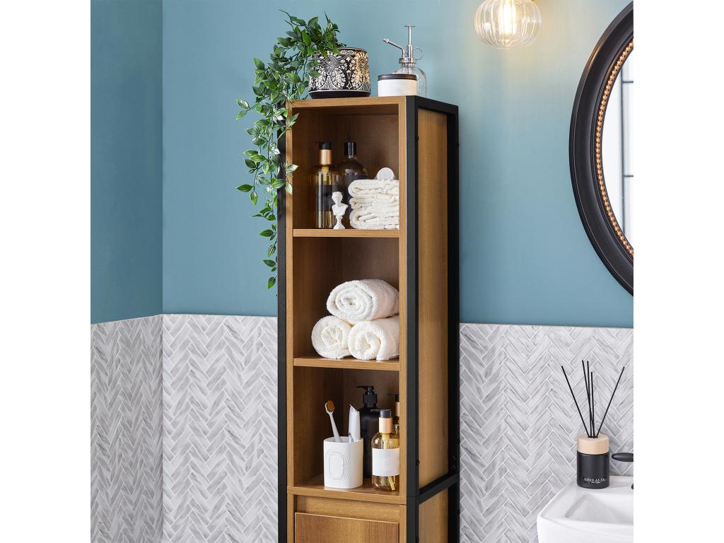 Bathroom Column Cabinet with 3 Niches, 1 Door and 3 Interior Shelves BZr62-pf WCCX00123
