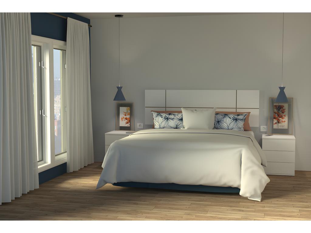 Adult headboard in White / Lumenao - Height 50 x Length 160 x Depth 3.2 cm RHTN82517