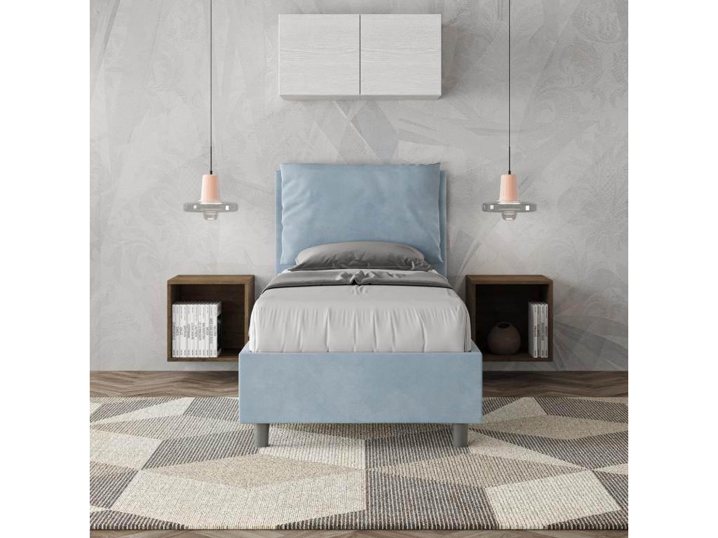 Dormeva light blue microfiber upholstered bed without slatted base 80x200 WVDS68918