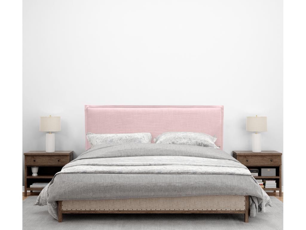 Dormeva Plain Natural Linen Headboard with Piping 145x50cm Beds 135/140 - Pale Pink LPNT28565