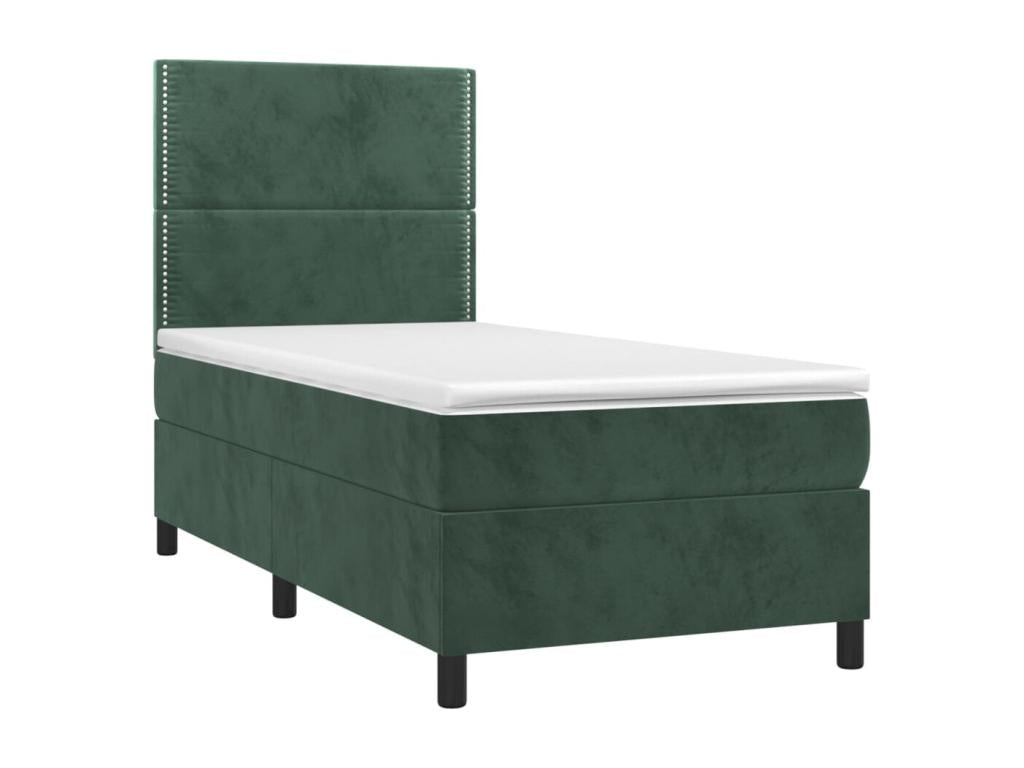 Upholstered bed base with mattress, dark green, 100x200 cm, XAYG29983