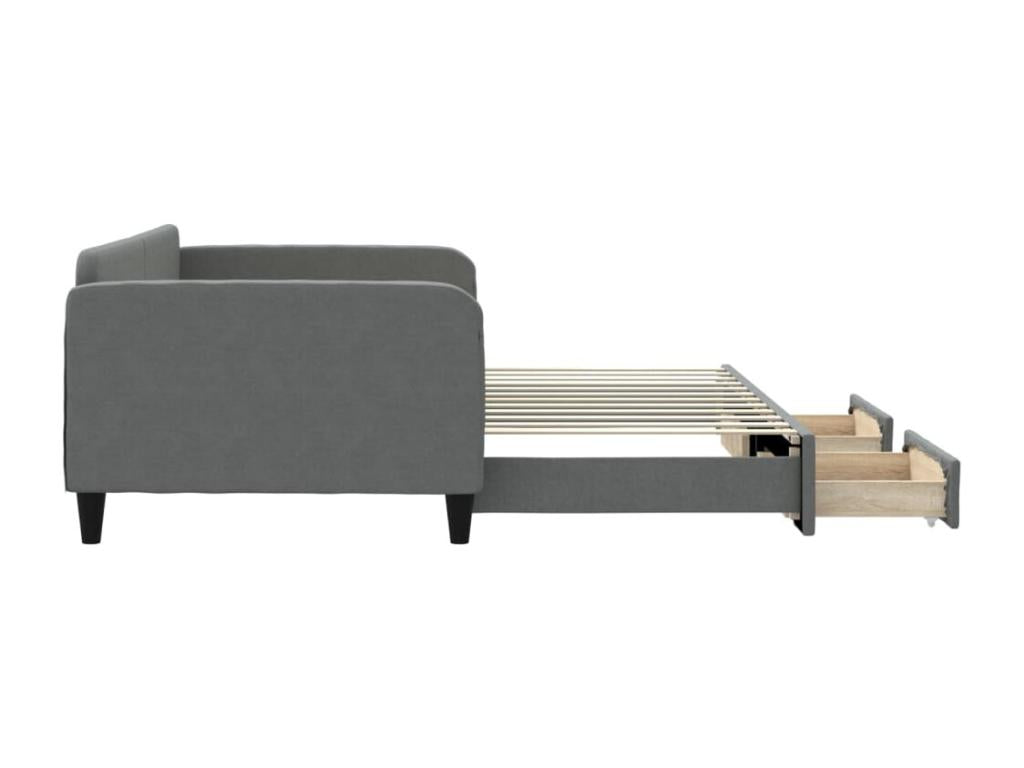 Daybed with pull-out bed and drawers, dark grey, 100x200 cm, Zensova YHRM27859