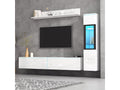 Wall-mounted TV unit with display cabinet - LEDs - Particleboard - Glossy white EPIL15844